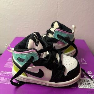 Kids Black, White & Mint High-Top Sneakers